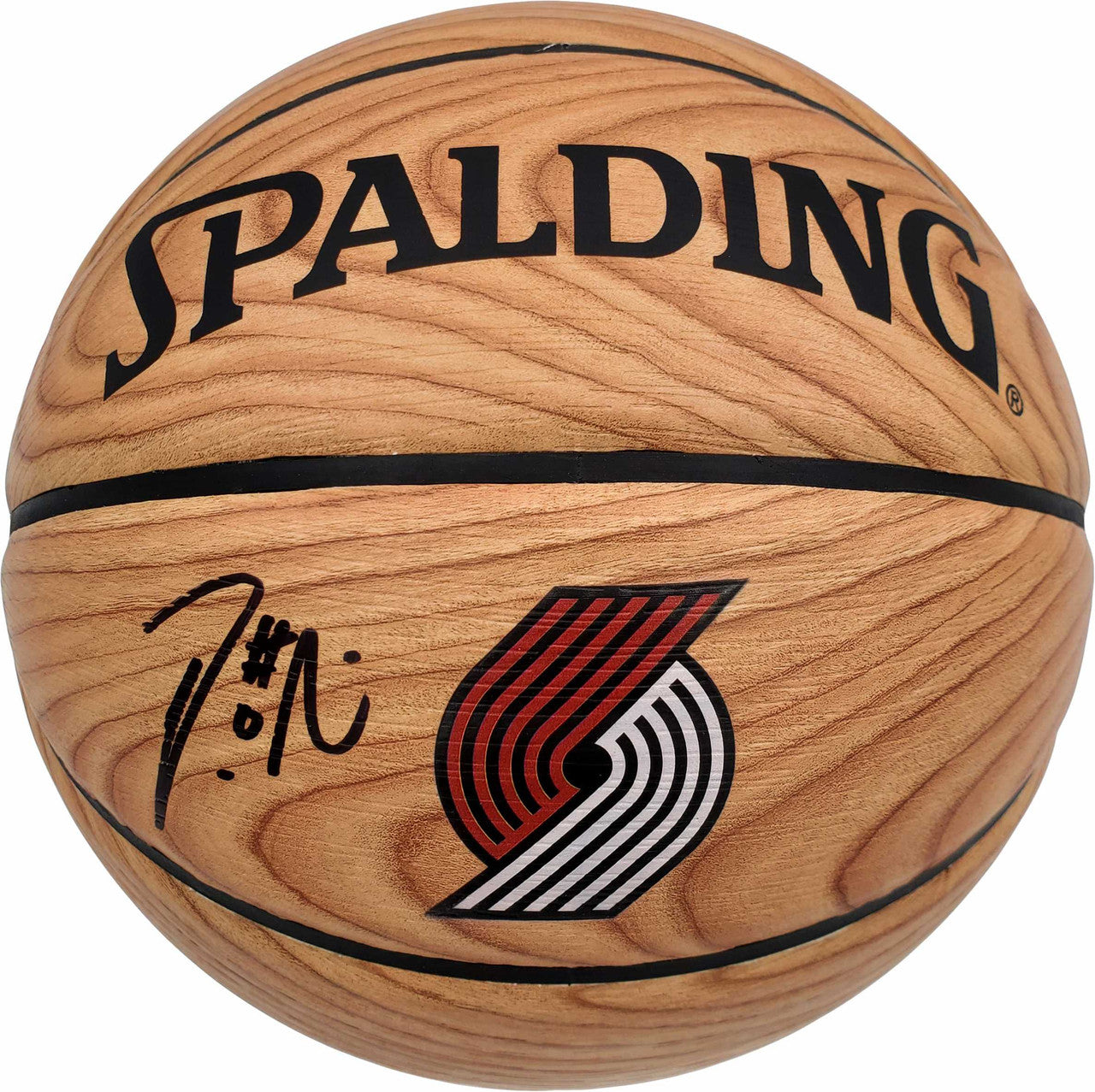 Damian Lillard Autographed Official Spalding Portland Trailblazers Wood Logo Basketball Beckett BAS