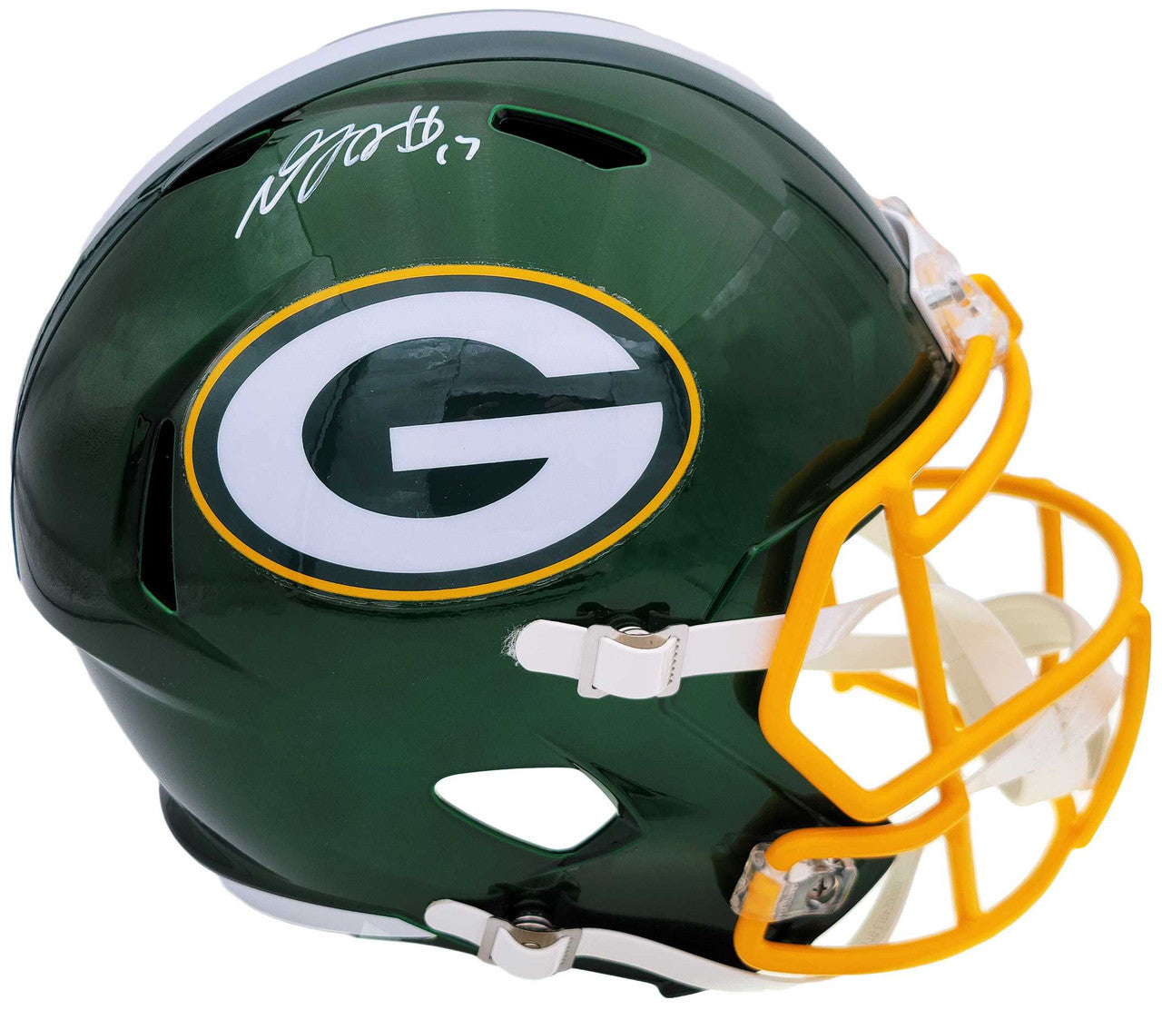 Davante Adams Signed Packers Flash Green Full-Size Replica Helmet – BAS QR