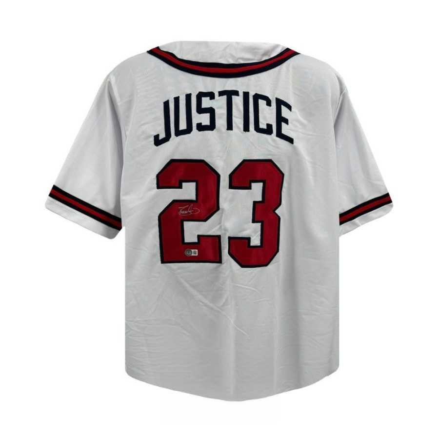 David Justice Autographed Atlanta Braves White Baseball Jersey - BAS