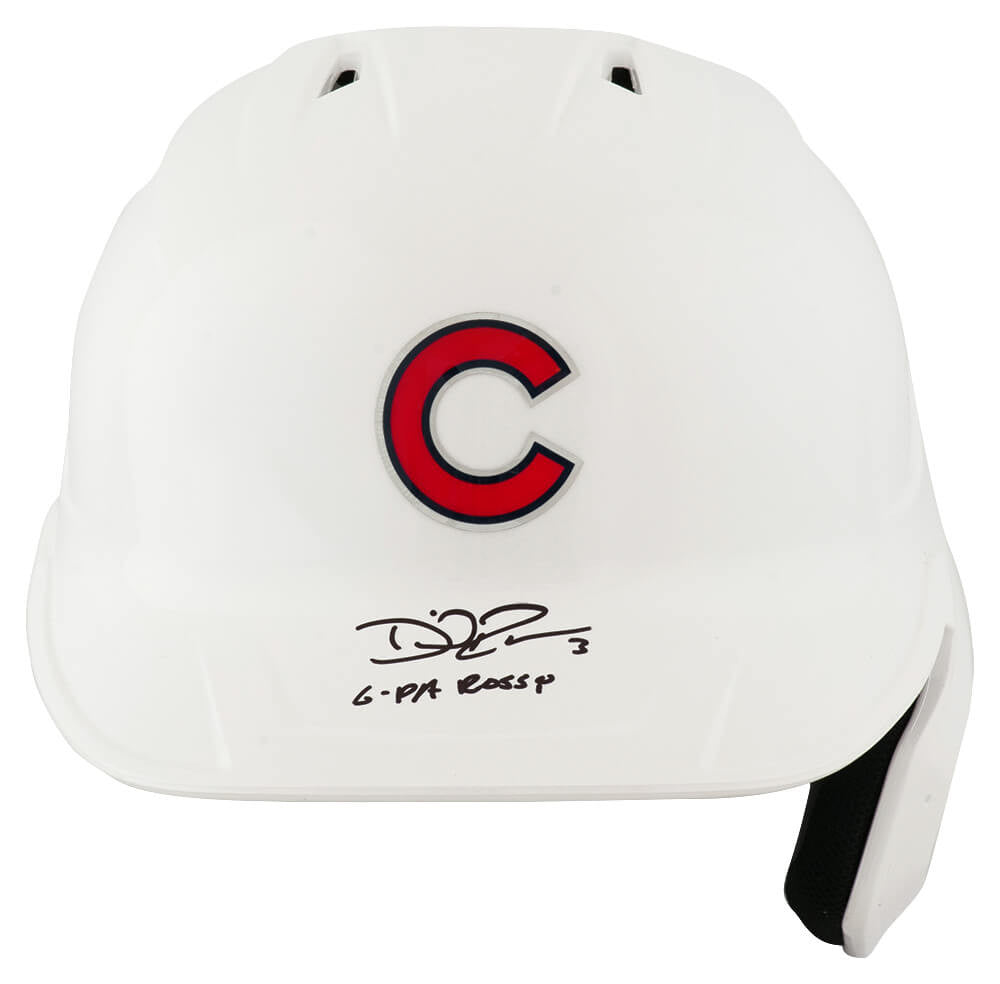 David Ross Signed Chicago Cubs White Chrome Rawlings Full Size Batting Helmet w/G-Pa Rossy