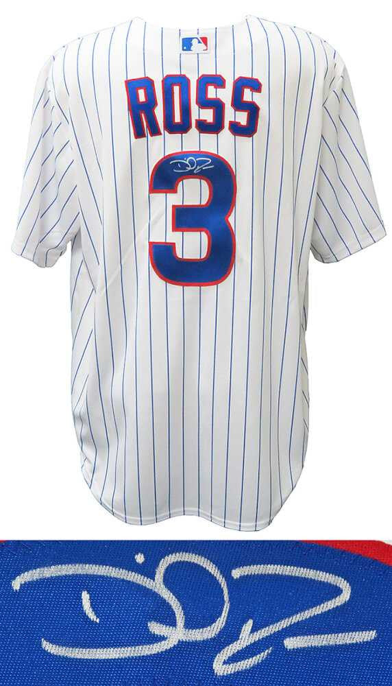 David Ross Signed Chicago Cubs White Pinstripe Majestic Replica Jersey – Schwartz COA