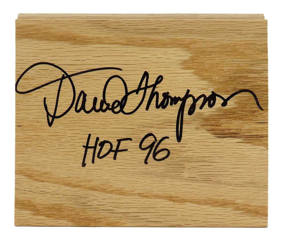 David Thompson Signed 5x6 Floor Piece w/HOF'96 - Schwartz Authentic