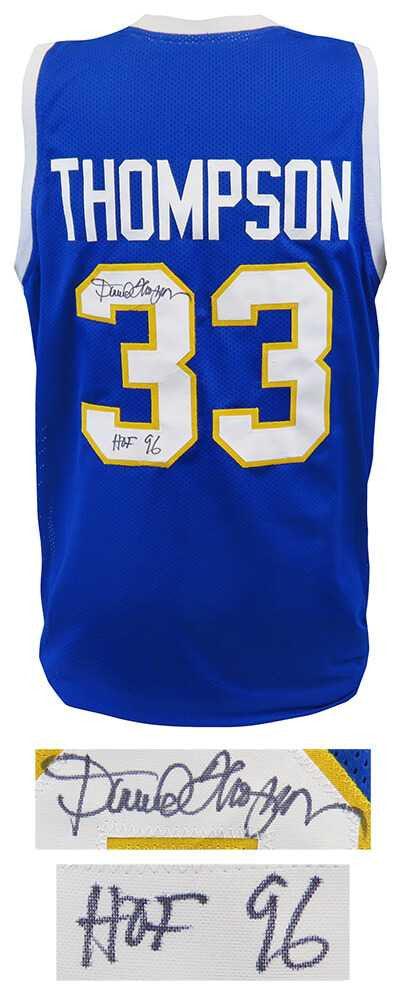 David Thompson Signed Blue Throwback Custom Basketball Jersey w/HOF'96 - Schwartz Authenticated