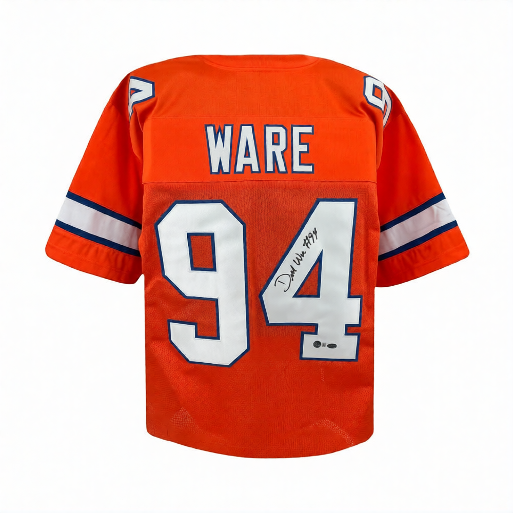 Denver Broncos DeMarcus Ware Autographed Custom Orange Throwback Football Jersey - Beckett BAS COA