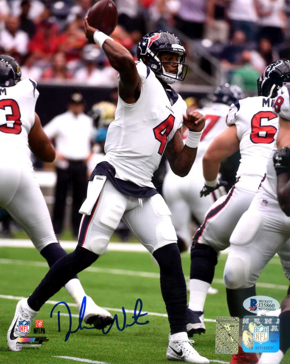 DeShaun Watson Autographed 16x20 Photo Houston Texans Beckett BAS