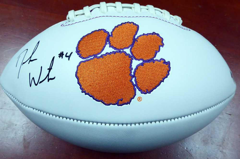 DeShaun Watson Autographed Clemson Tigers White Logo Football BAS