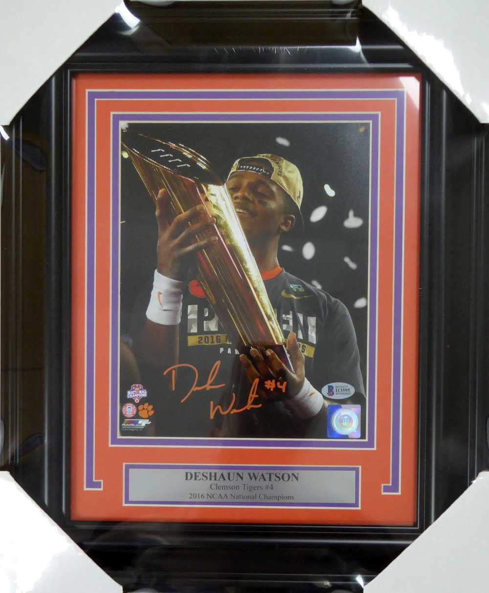 DeShaun Watson Autographed Framed 8x10 Photo Clemson Tigers Beckett BAS Stock #123682