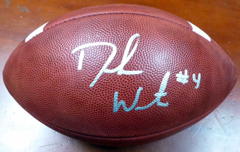 DeShaun Watson Autographed Official NCAA Leather Football Clemson Tigers Beckett BAS