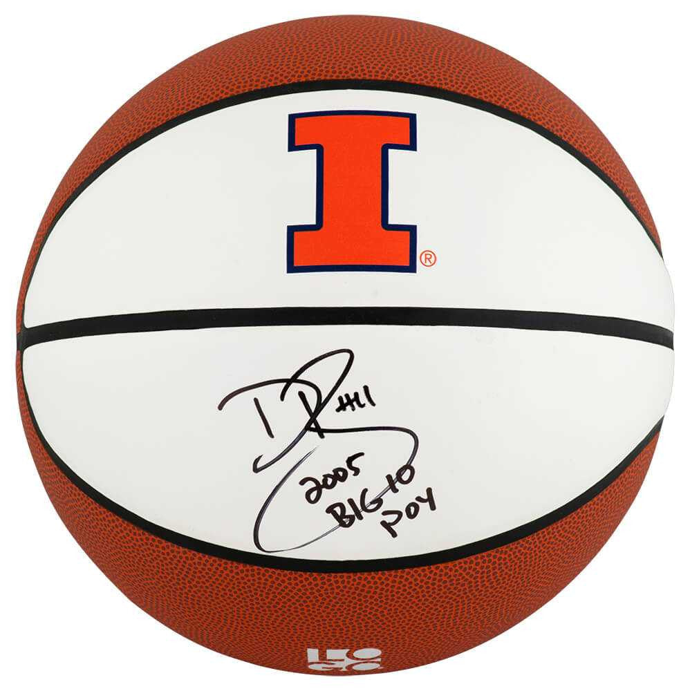Dee Brown Signed Illinois Fighting Illini Logo Brand White Panel Basketball w/05 Big 10 POY