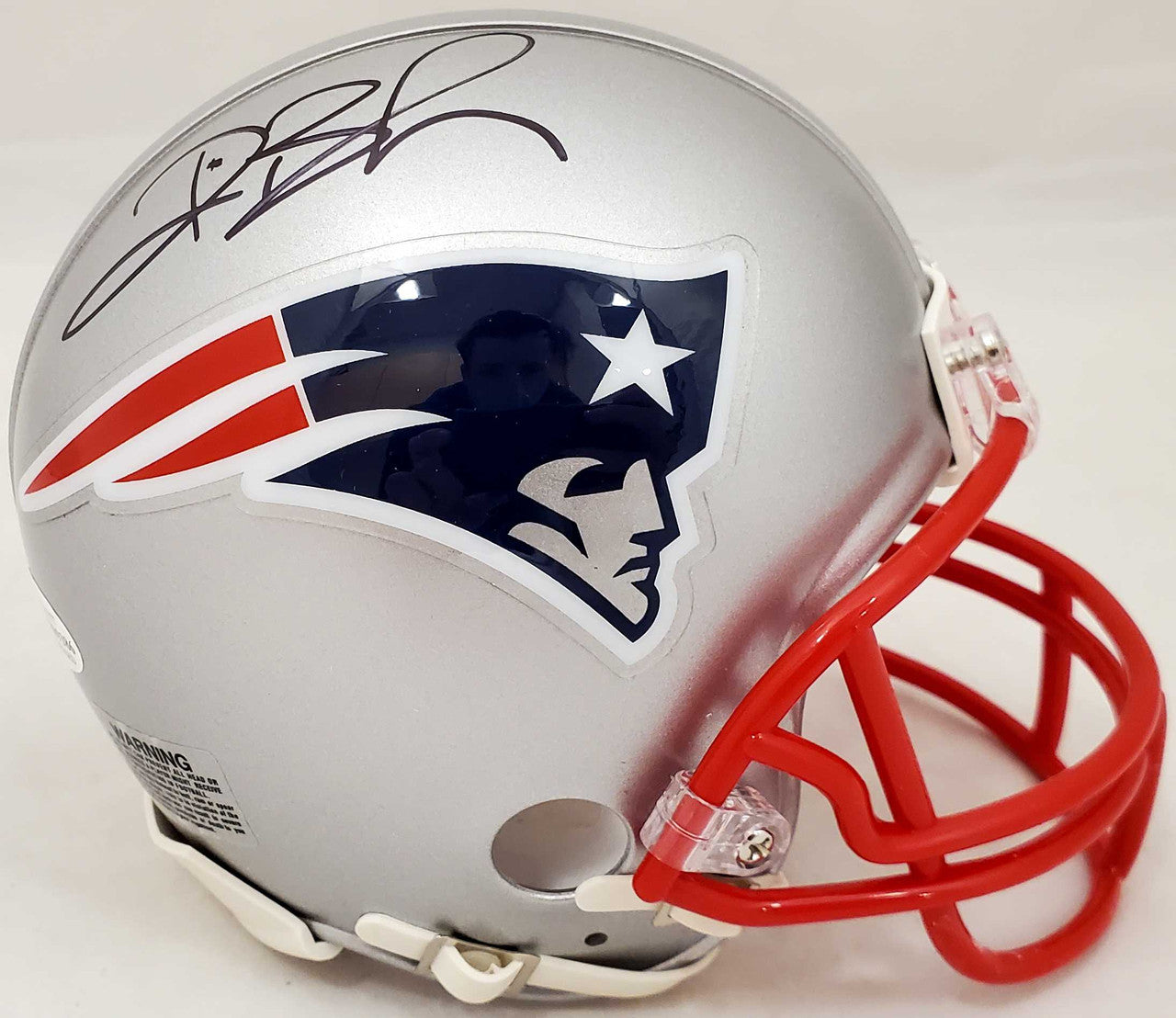 Deion Branch Autographed New England Patriots Silver Mini Helmet Beckett BAS Stock #193776