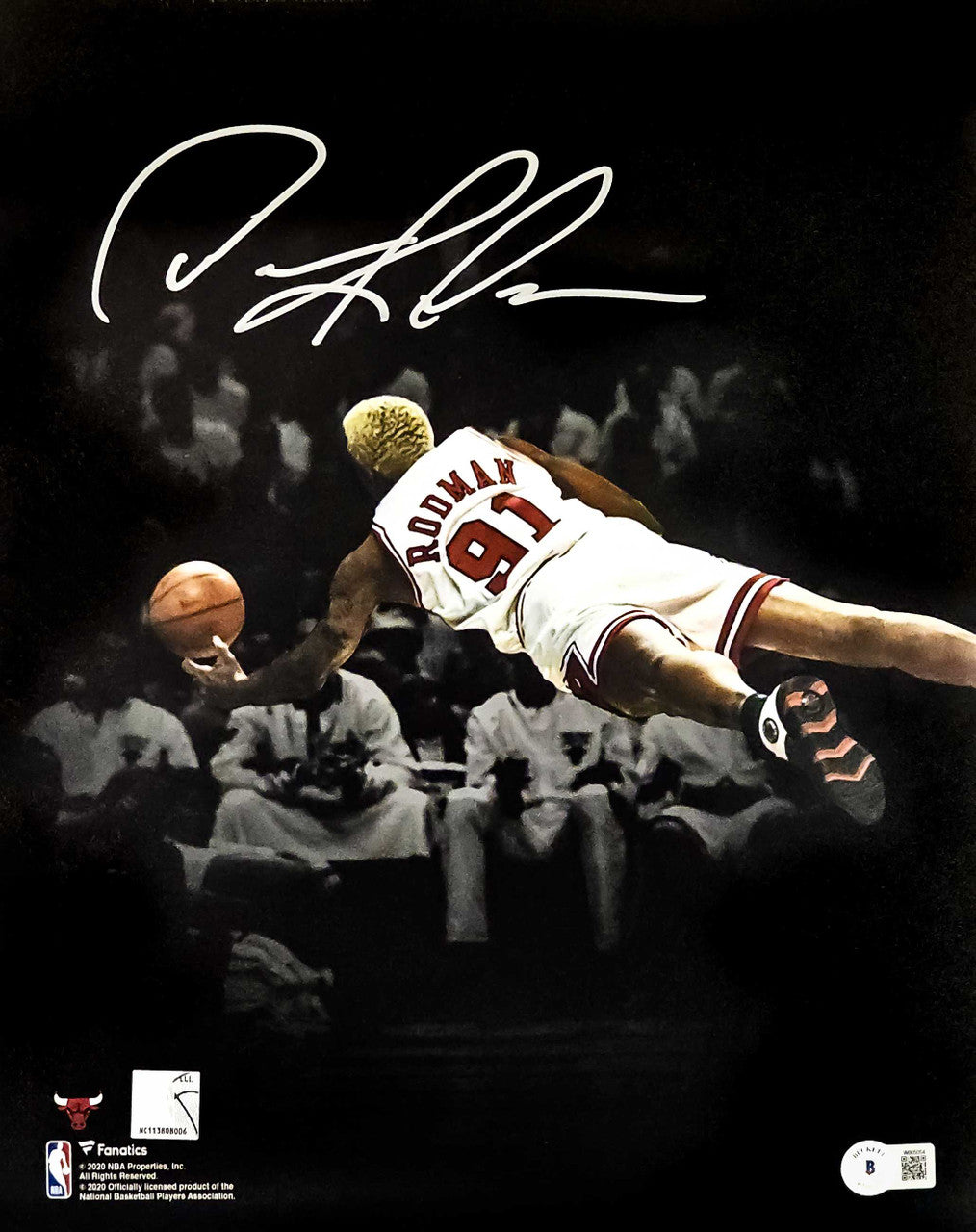 Dennis Rodman Autographed 11x14 Photo Chicago Bulls Beckett BAS Witness
