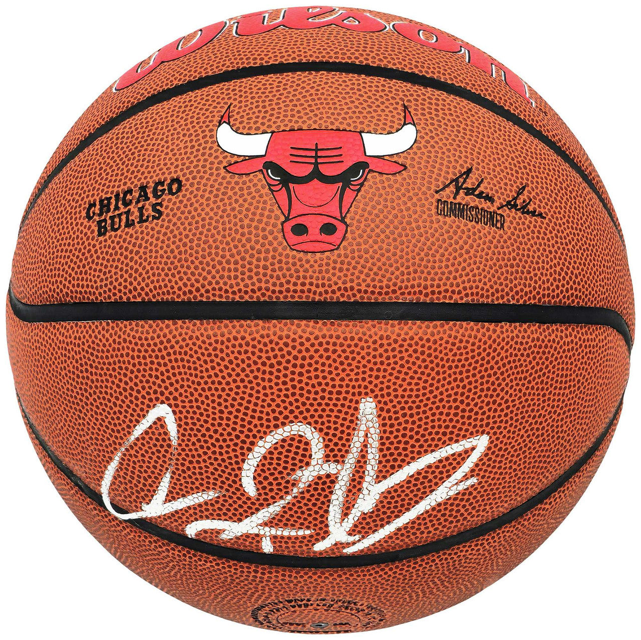 Dennis Rodman Autographed Composite Leather Chicago Bulls Logo Basketball Beckett BAS Witness