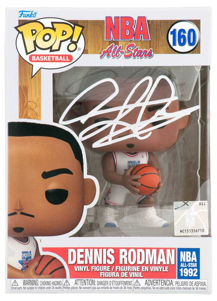 Dennis Rodman Signed 1992 NBA All-Star White Jersey Funko Pop Figurine #160 - Schwartz Authenticated