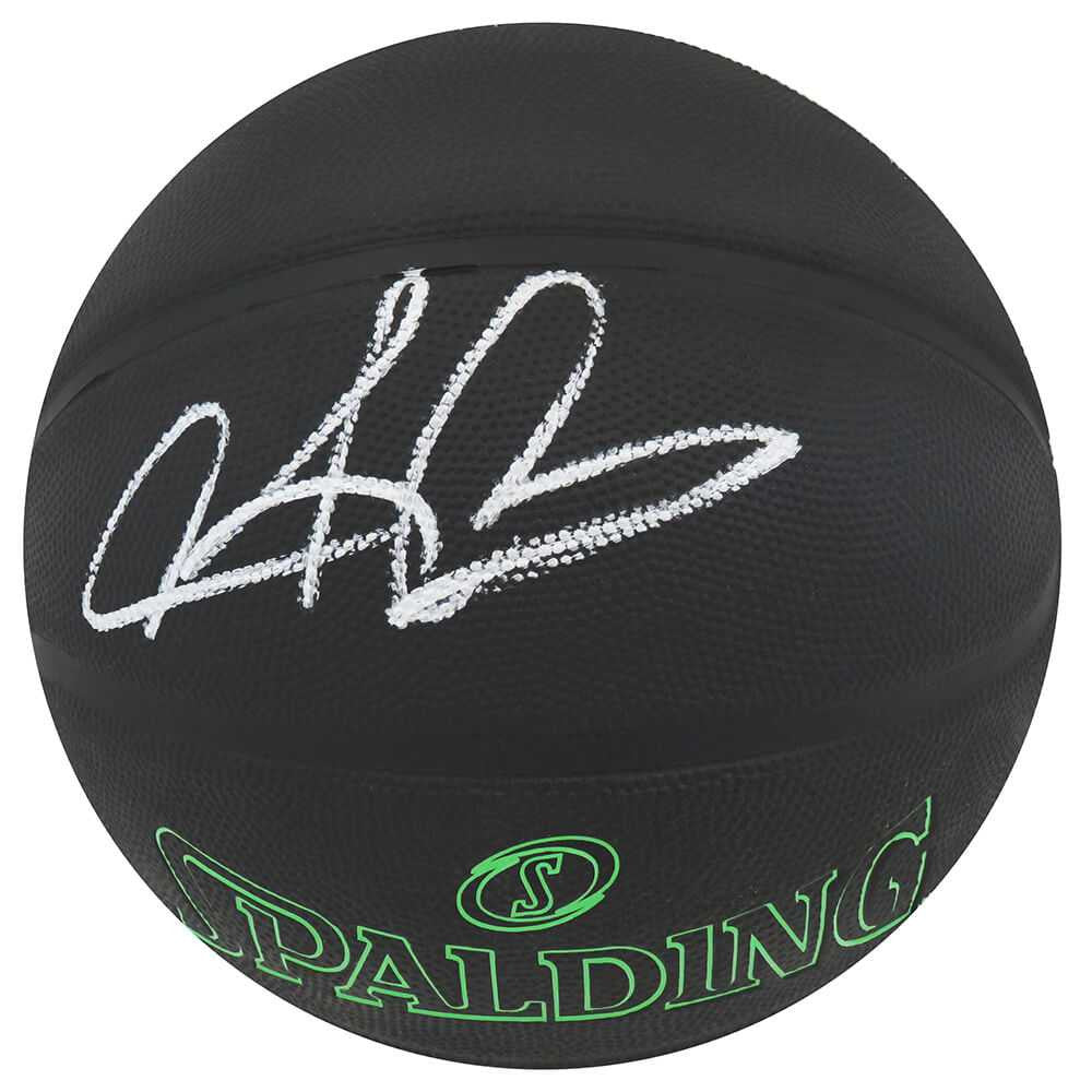 Dennis Rodman Signed Spalding Phantom Black With Green Lettering NBA Basketball - Schwartz Authenticated