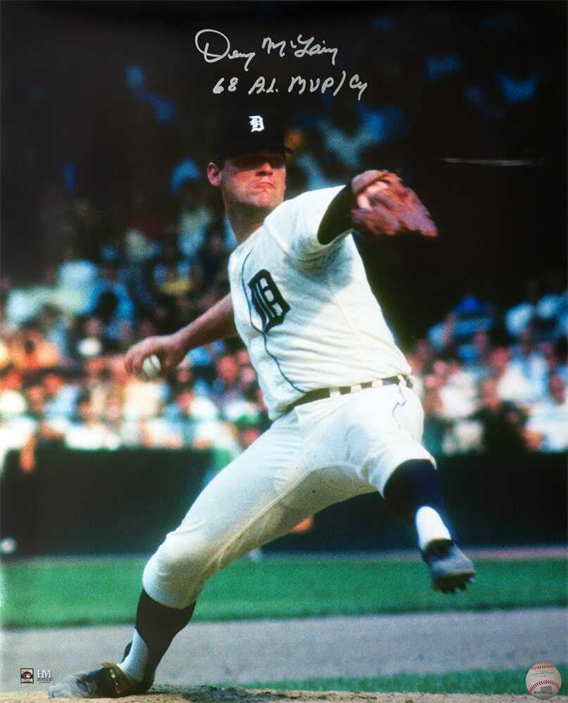 Denny McLain Signed Detroit Tigers Pitching 16x20 Photo w/68 AL MVP, CY - Schwartz Authenticated