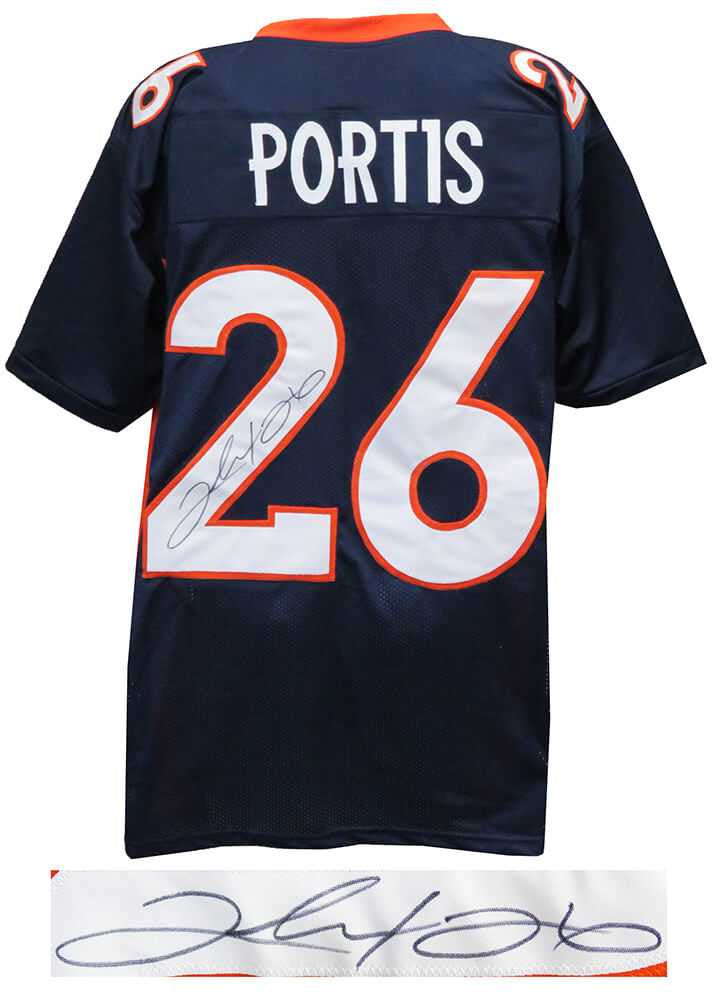 Clinton Portis Signed Broncos Navy Jersey – Schwartz COA
