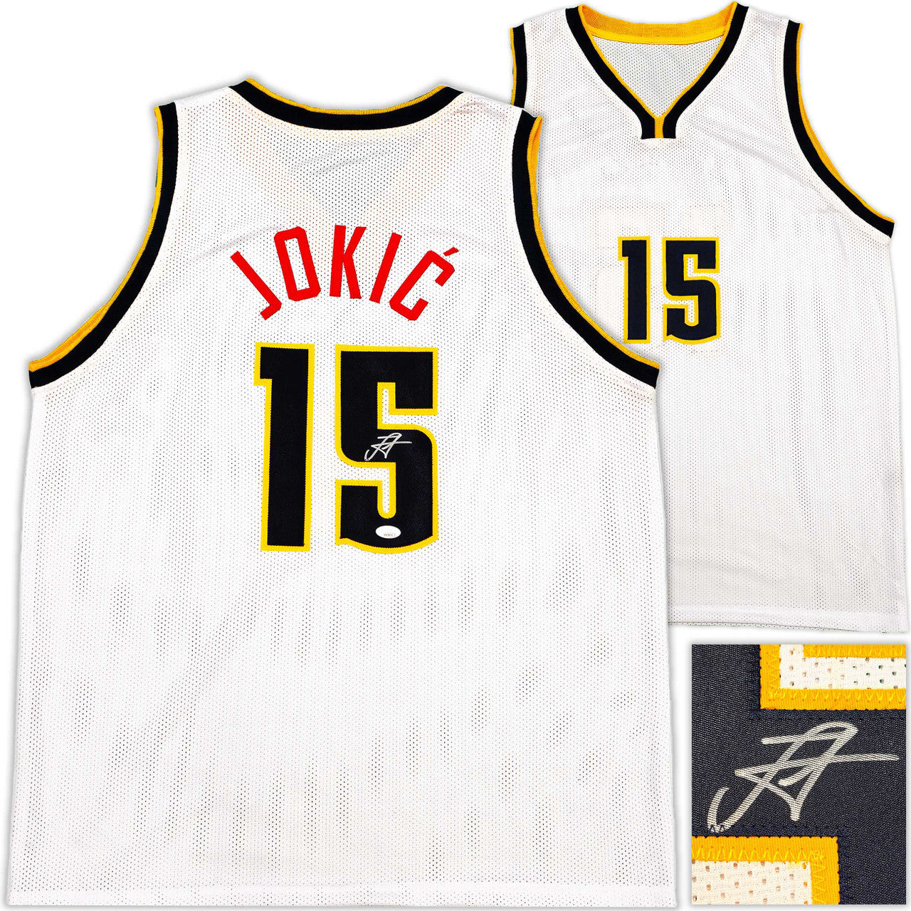 Nikola Jokić Autographed Denver Nuggets White Custom Jersey – JSA COA