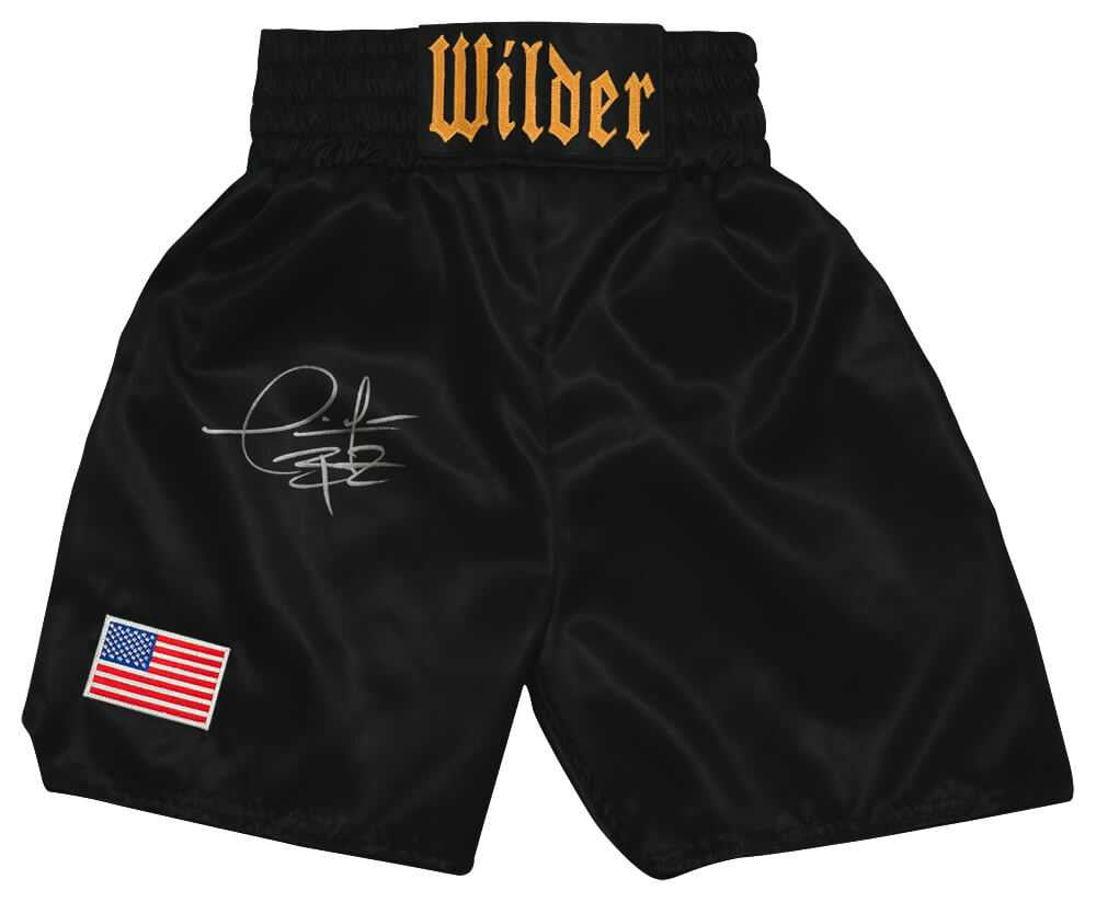 Deontay Wilder Signed Black Custom Boxing Trunks - Beckett