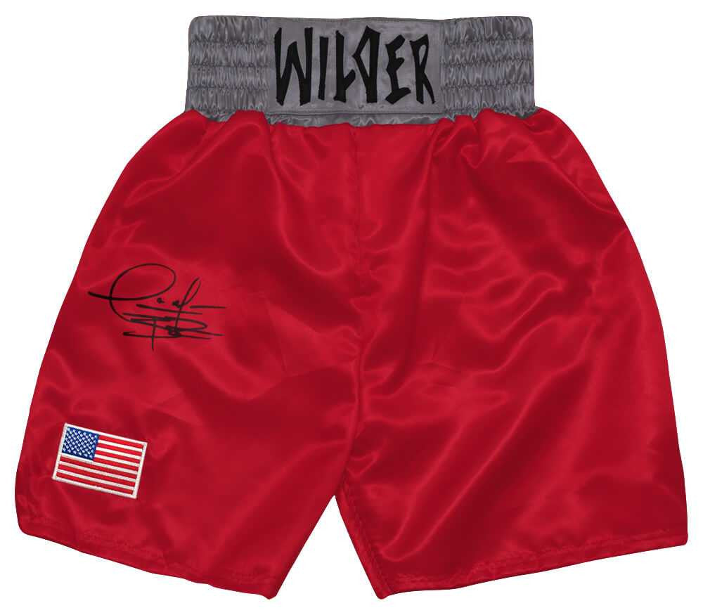 Deontay Wilder Signed Red Custom Boxing Trunks - Beckett