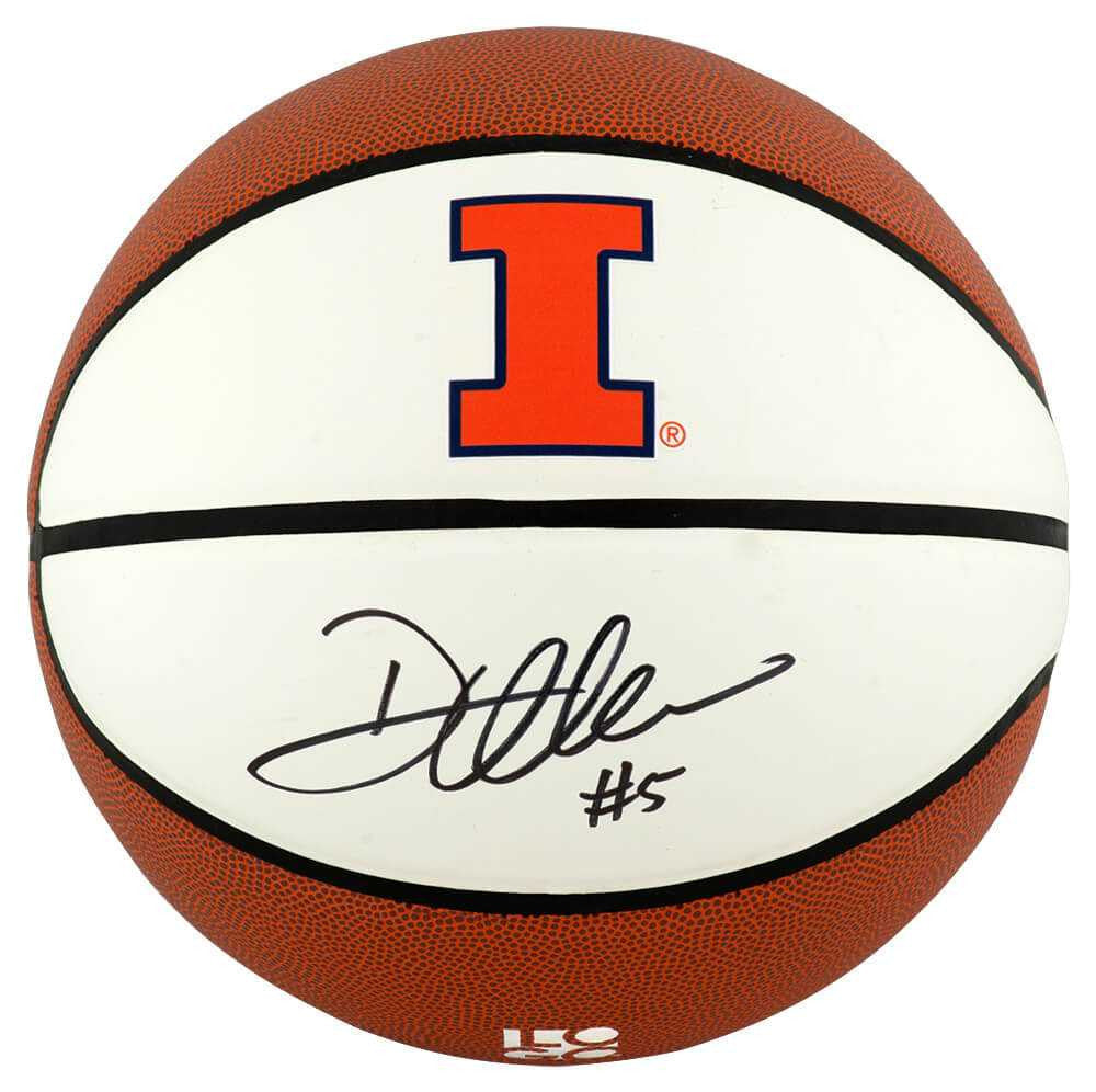 Deron Williams Signed Illinois Fighting Illini White Logo Brand Full Size Basketball