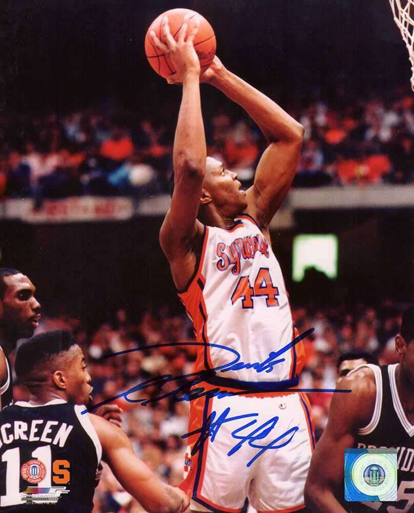 Derrick Coleman Signed Syracuse White Jersey Shooting 8x10 Photo