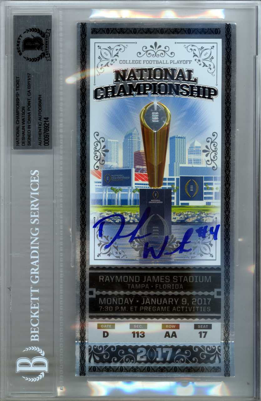 Deshaun Watson Autographed 2017 National Championship Game Silver Ticket Clemson Tigers Beckett BAS