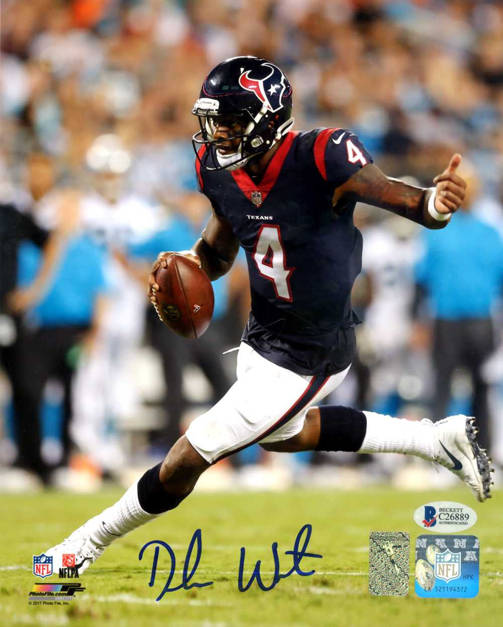 Deshaun Watson Autographed 8x10 Photo Houston Texans Beckett BAS!