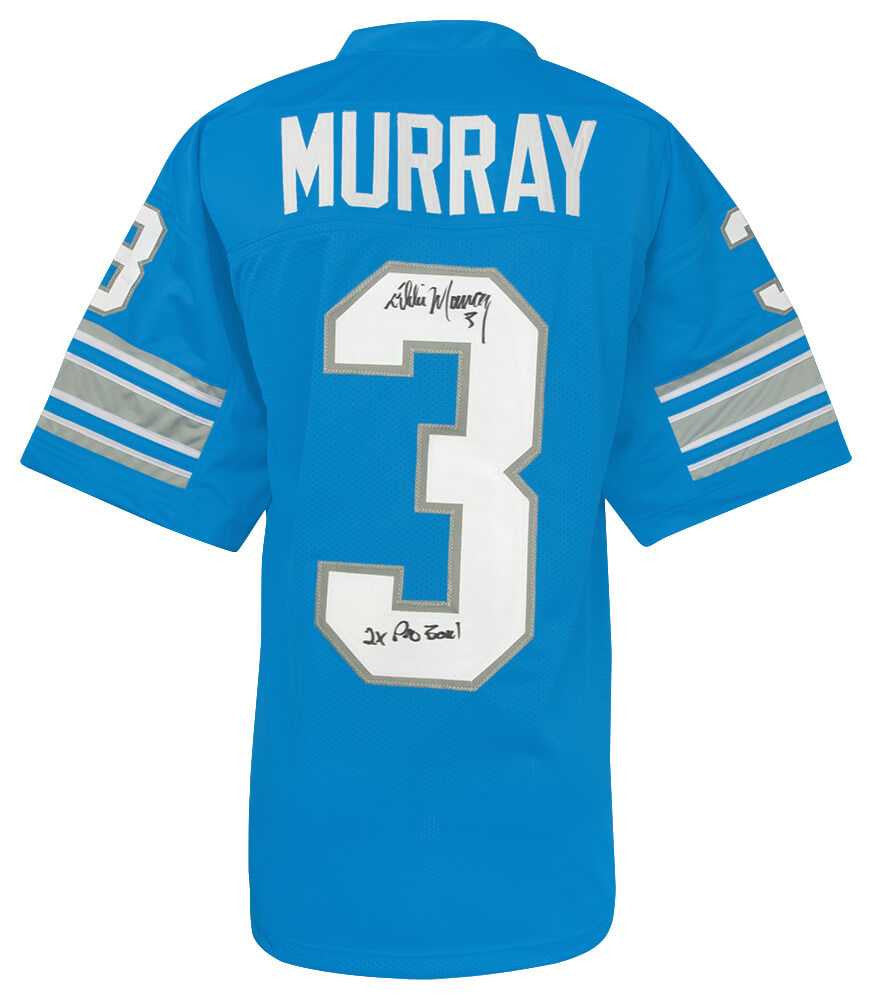 Detroit Lions Eddie Murray Signed Blue Throwback Custom Football Jersey w/2x Pro Bowl