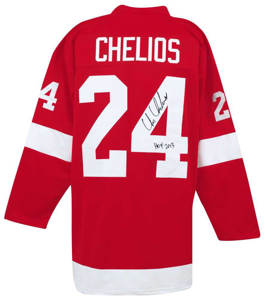 Detroit Red Wings Chris Chelios Signed Red Jersey w/HOF 2013 - Schwartz Authenticated!