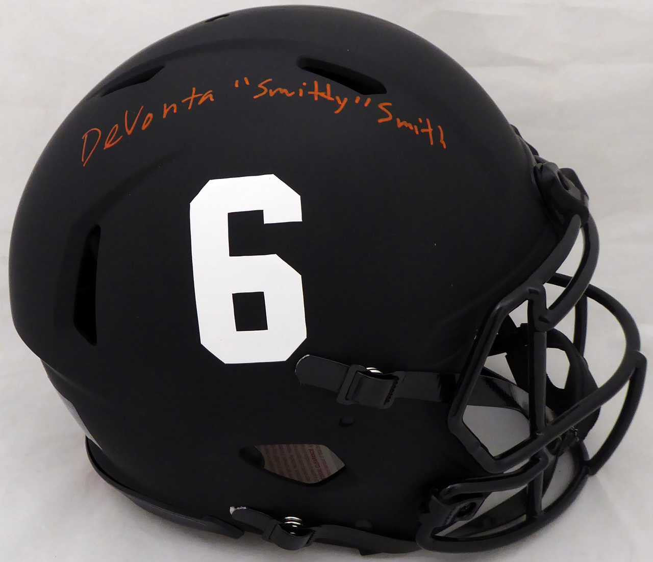 Devonta Smith Autographed Alabama Crimson Tide Eclipse Black Full Size Authentic Speed Helmet "Smitty" Beckett BAS