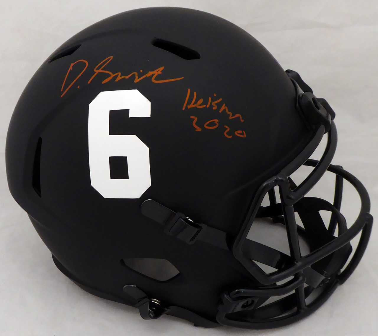 Devonta Smith Autographed Alabama Crimson Tide Eclipse Black Full Size Speed Helmet "Heisman 2020" Beckett BAS