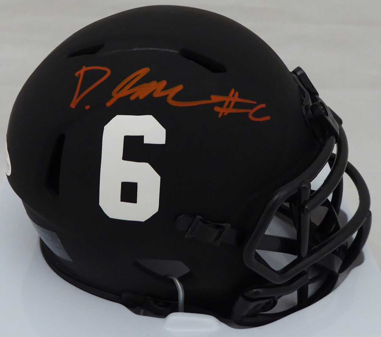 Devonta Smith Autographed Alabama Crimson Tide Eclipse Black Speed Mini Helmet Beckett BAS