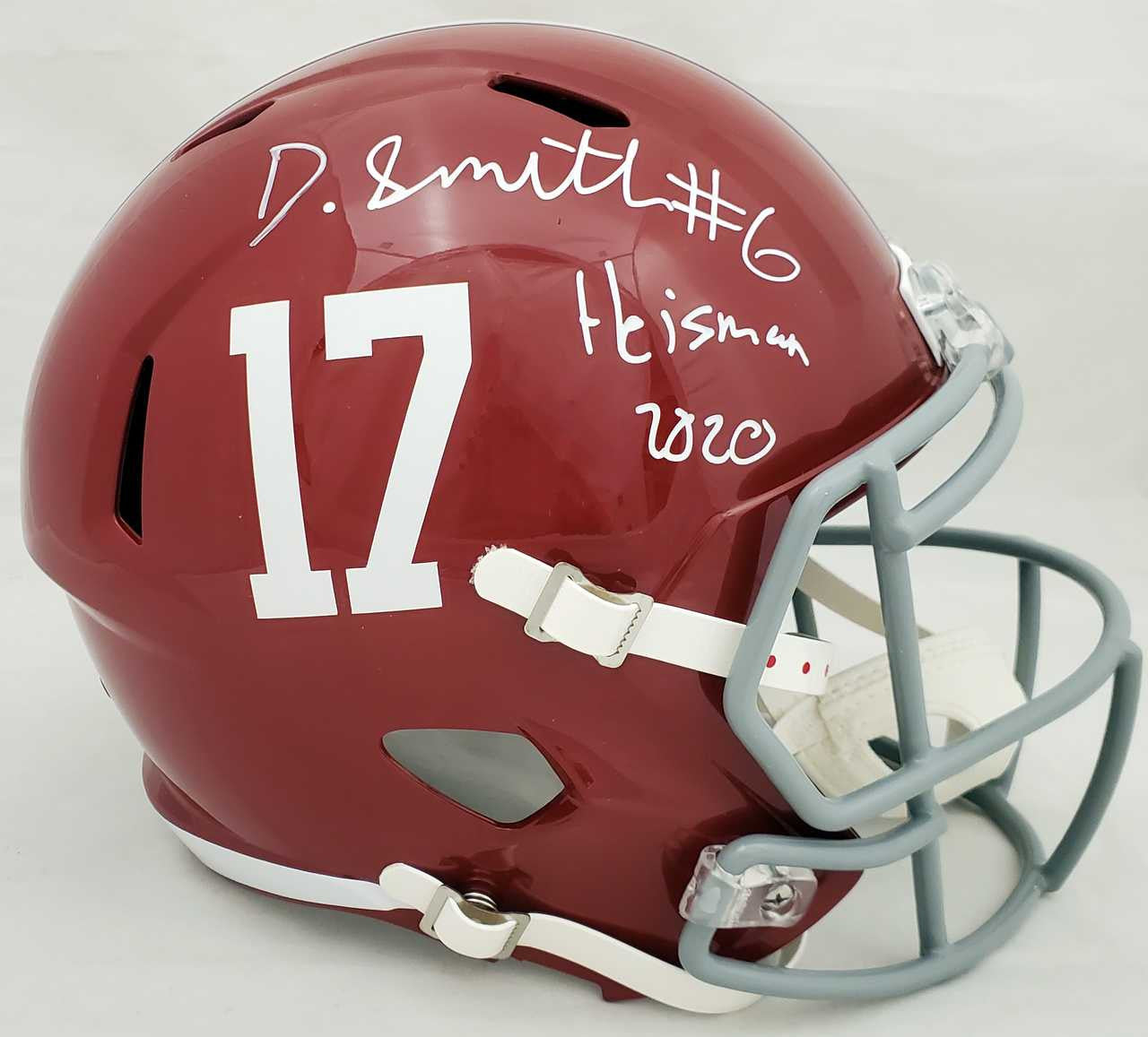 Devonta Smith Autographed Alabama Crimson Tide Full Size Speed Replica Helmet "Heisman 2020" Beckett Witnessed