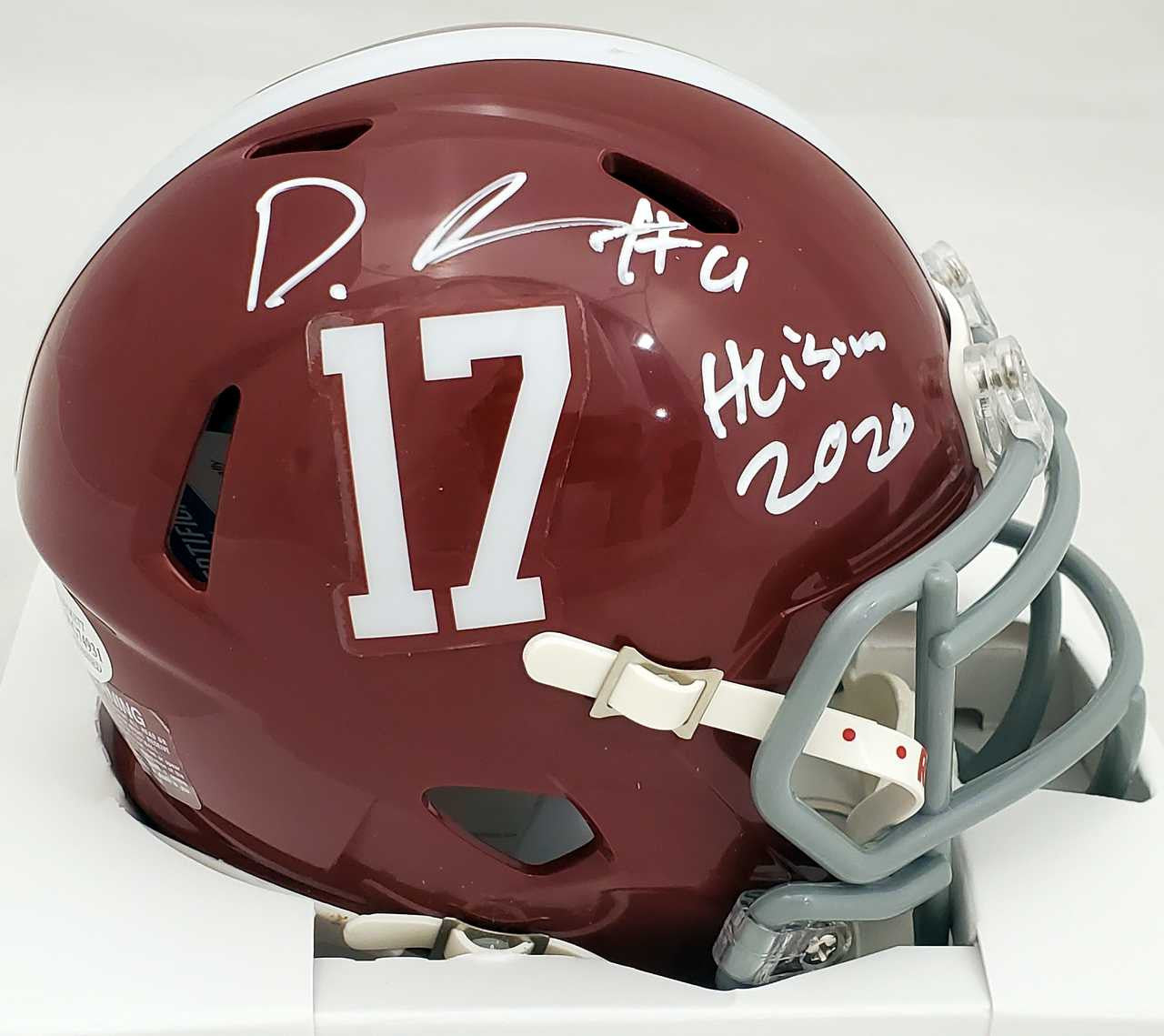 DeVonta Smith Autographed Alabama Crimson Tide Speed Mini Helmet “Heisman 2020” – Beckett BAS