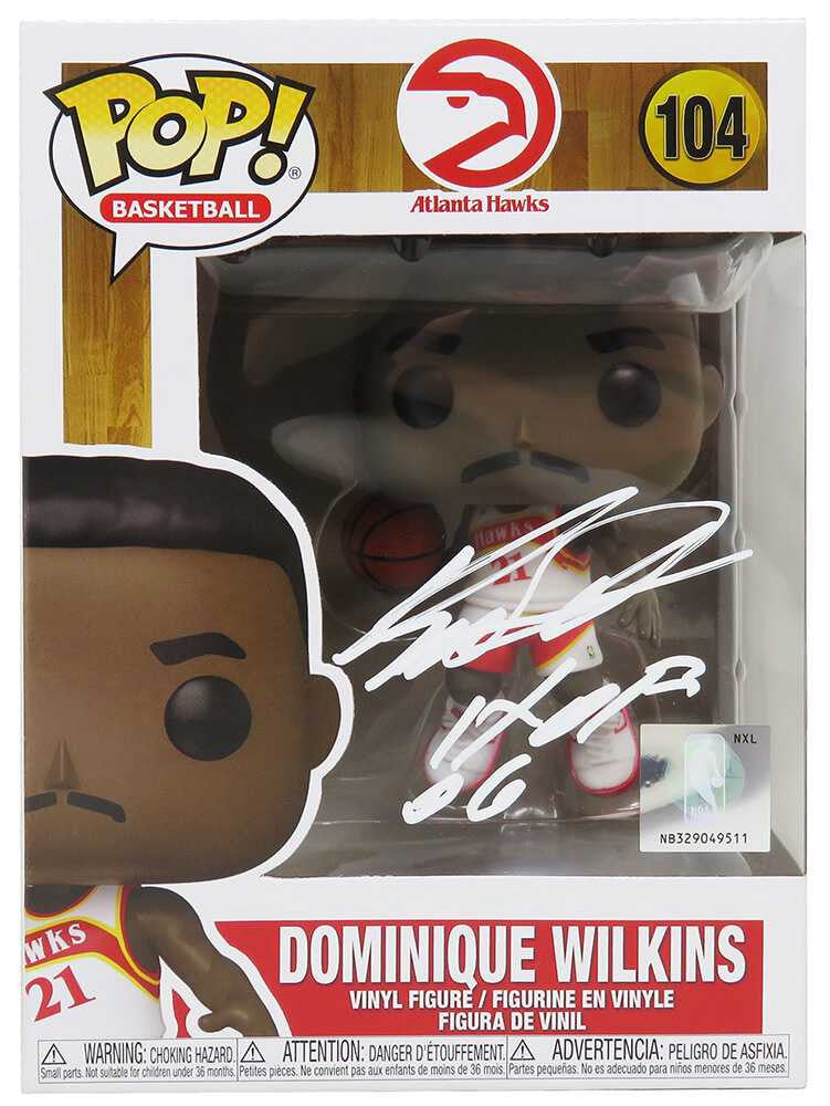 Dominique Wilkins Signed Atlanta Hawks NBA Funko Pop Doll #104 w/HOF'06 - Schwartz Authenticated