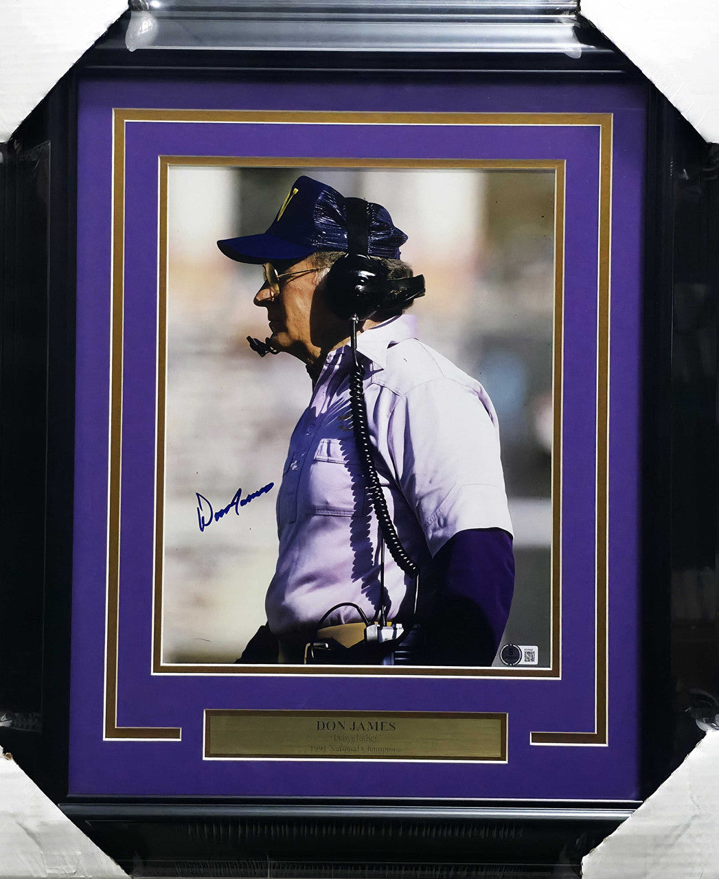 Don James Autographed Framed 11x14 Photo Washington Huskies Beckett BAS QR #AE31842