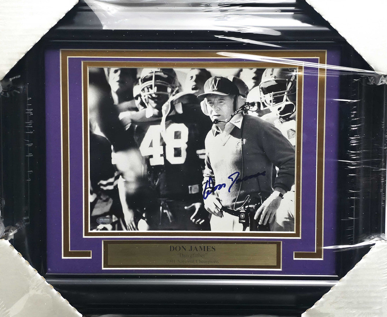 Don James Autographed Framed 8x10 Photo Washington Huskies MCS Holo #88804