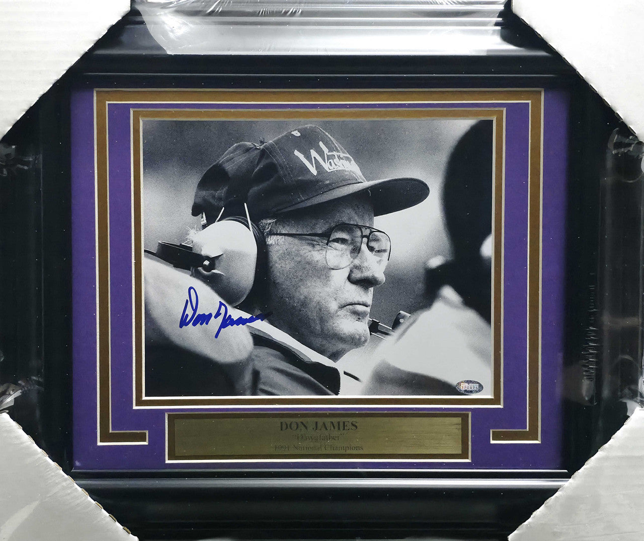 Don James Autographed Framed 8x10 Photo Washington Huskies MCS Holo #88806