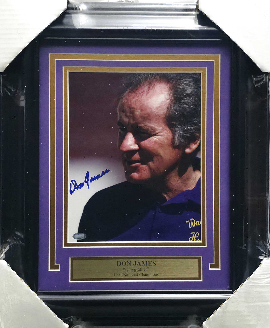 Don James Autographed Framed 8x10 Photo Washington Huskies MCS Holo #88809