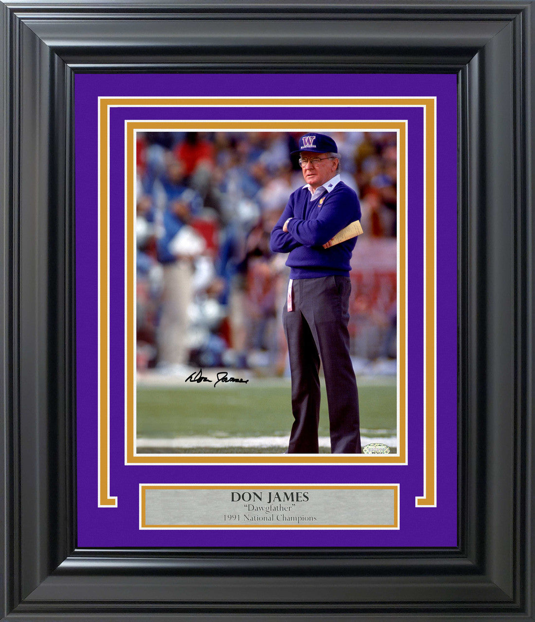 Don James Autographed Framed 8x10 Photo – Washington Huskies – Mill Creek Sports Holo