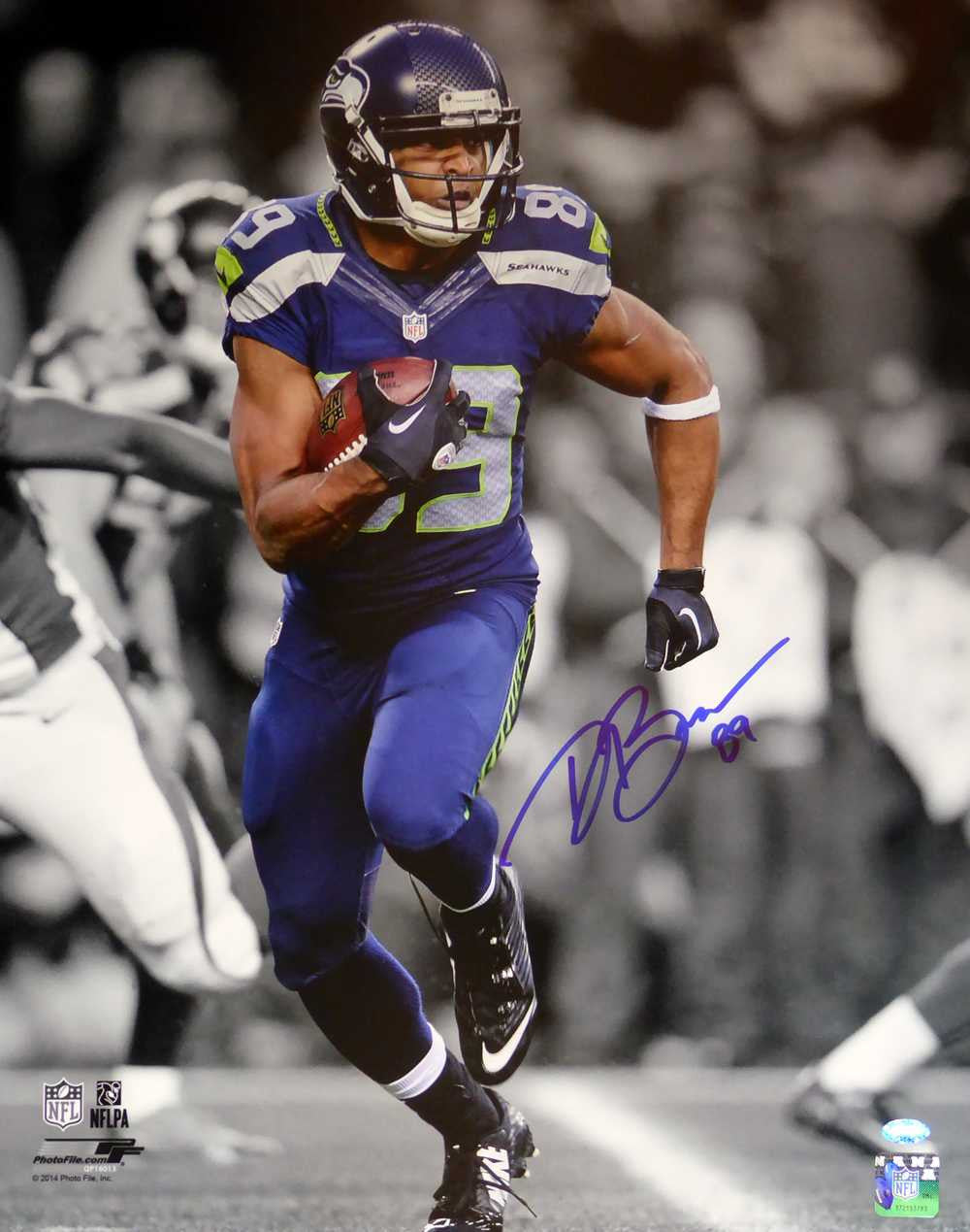 Doug Baldwin Autographed 16x20 Photo Seattle Seahawks In Blue MCS Hologram