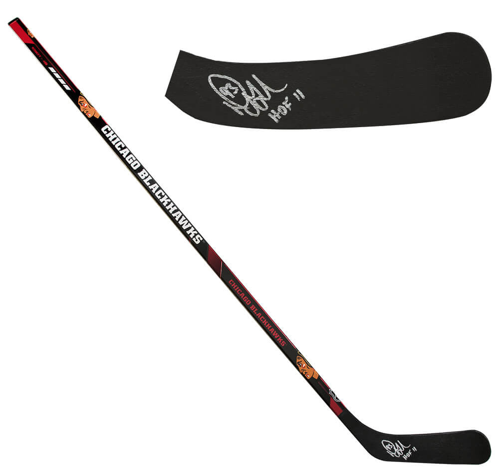 Doug Gilmour Signed Chicago Blackhawks Franklin 48-Inch Left-Handed Full Size Hockey Stick w/HOF'11 - Schwartz Authenticated
