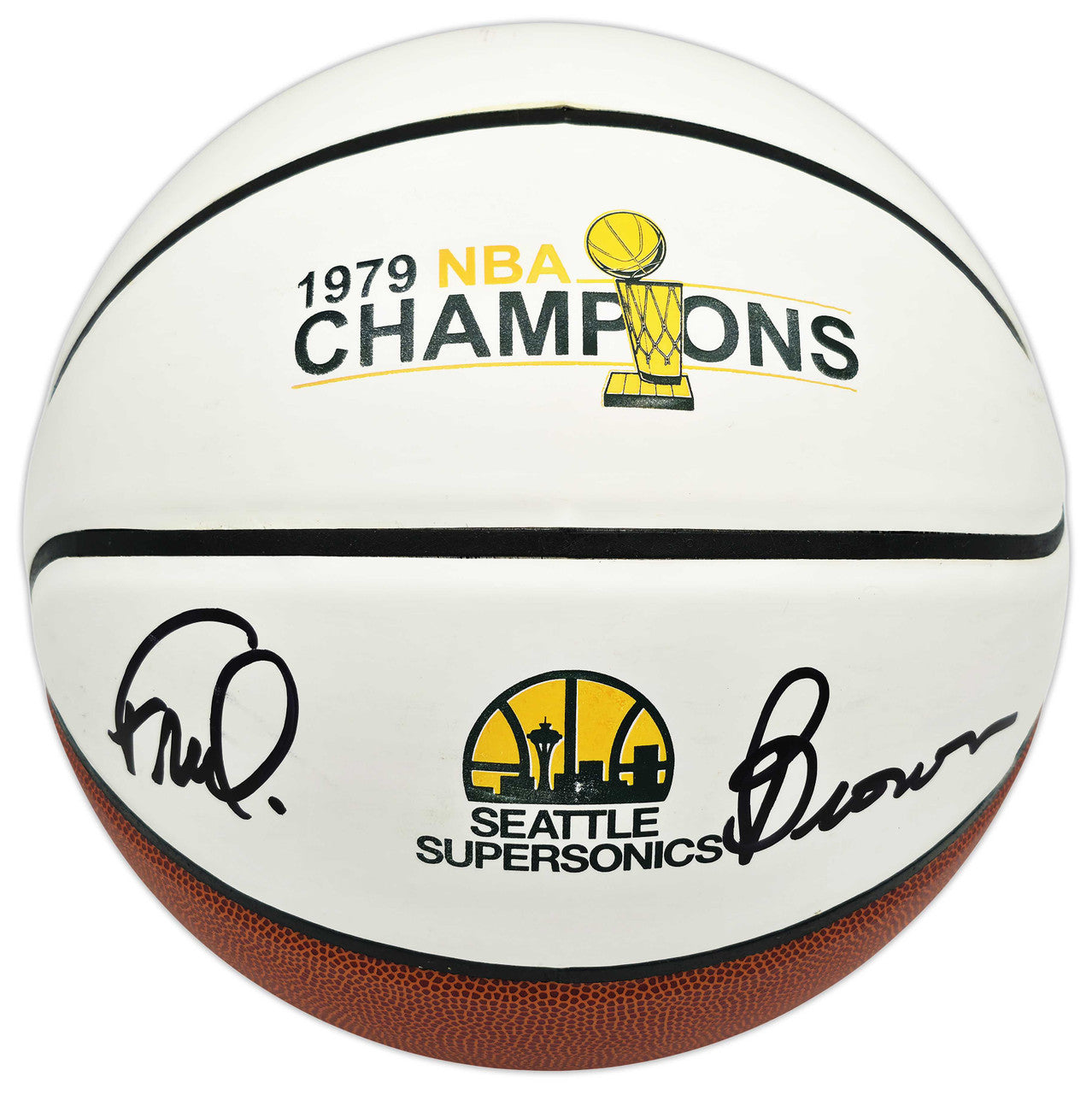 Downtown Fred Brown Autographed 1978-79 NBA Champions Logo Basketball Seattle Supersonics MCS Holo