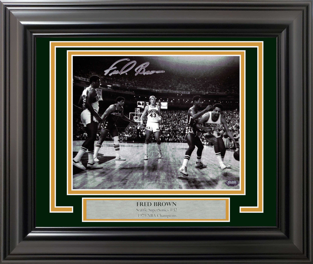 Downtown Fred Brown Autographed Framed 8x10 Photo Seattle Supersonics MCS Holo Stock #200390