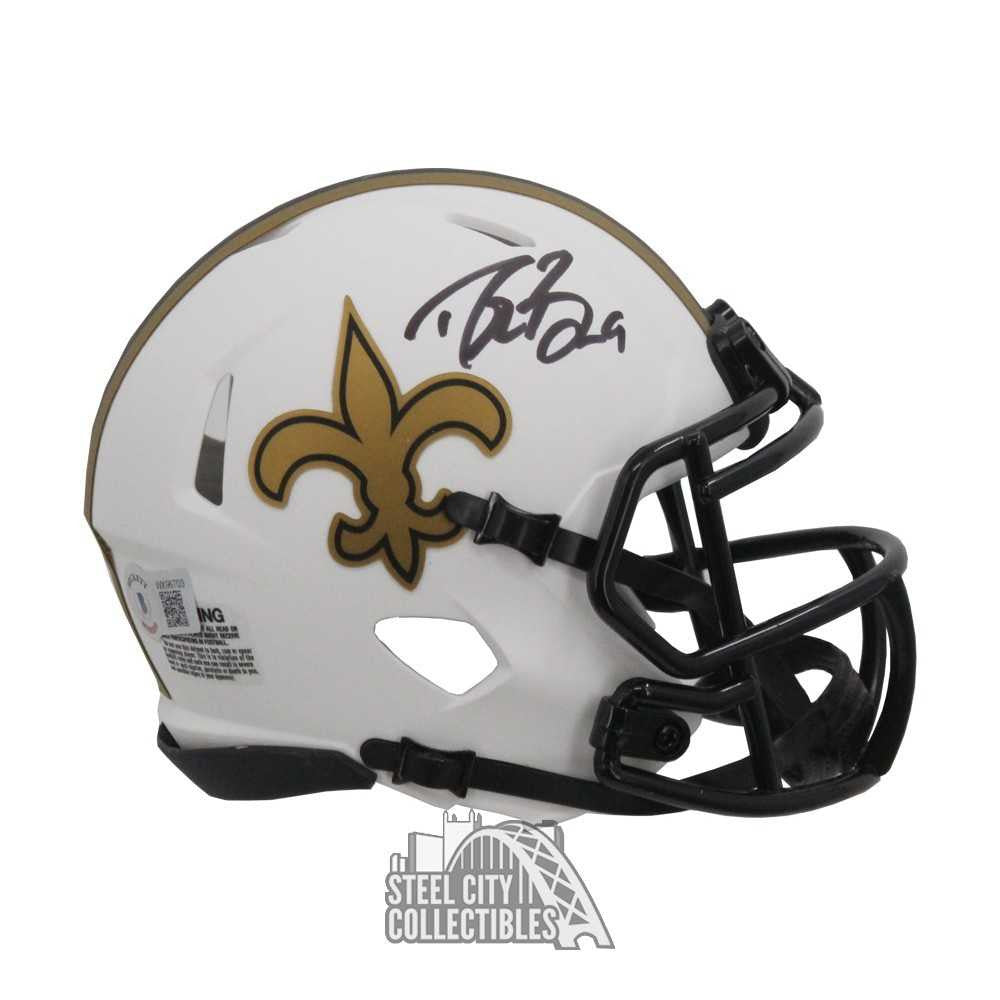 Drew Brees Autographed New Orleans Lunar Eclipse Mini Football Helmet - BAS
