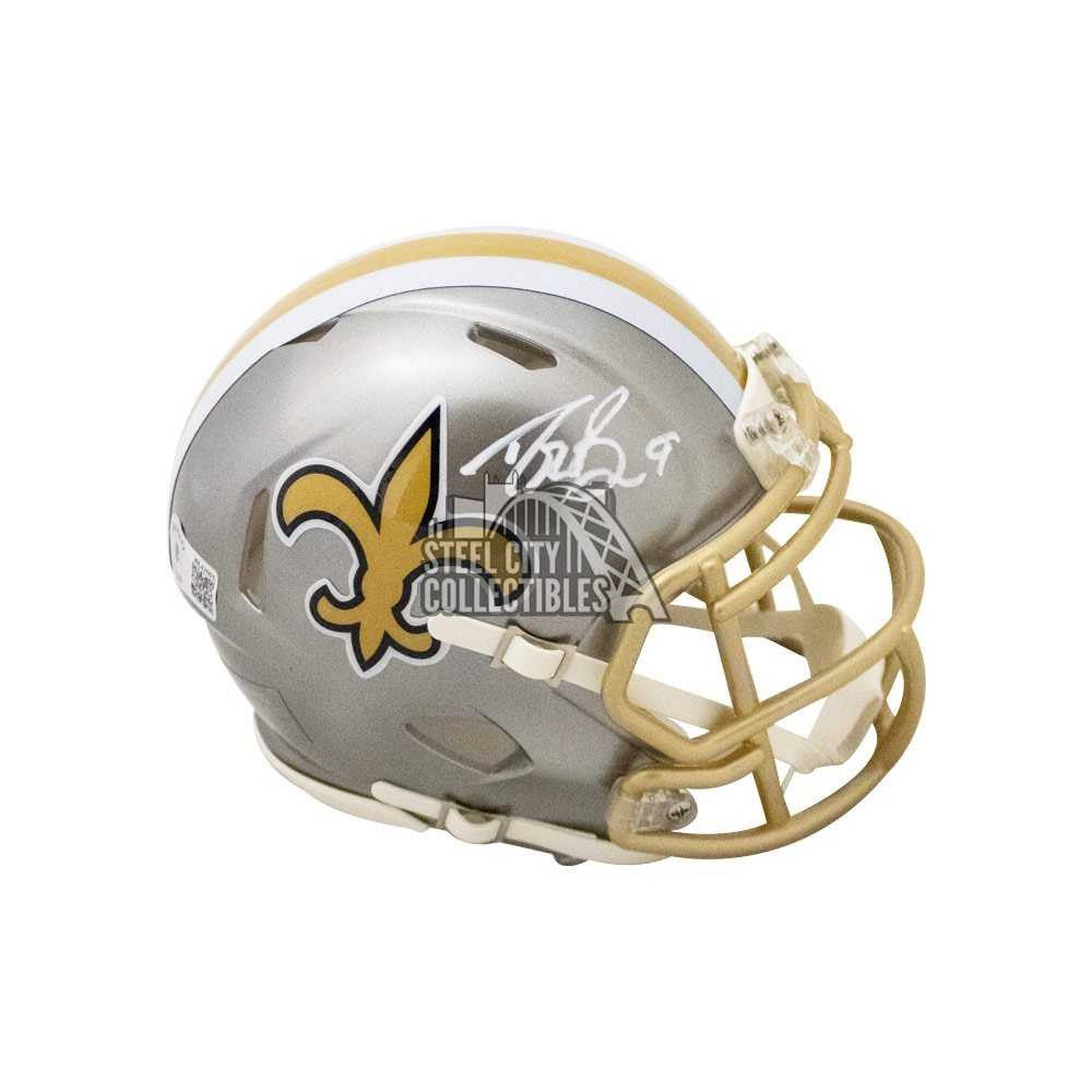 Drew Brees Autographed New Orleans Saints Flash Mini Football Helmet - BAS
