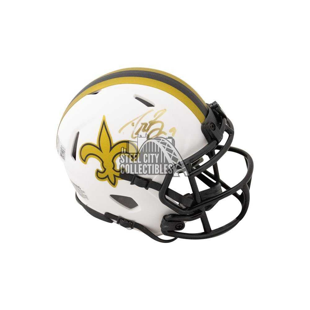 Drew Brees Autographed New Orleans Saints Lunar Eclipse Mini Football Helmet - BAS COA