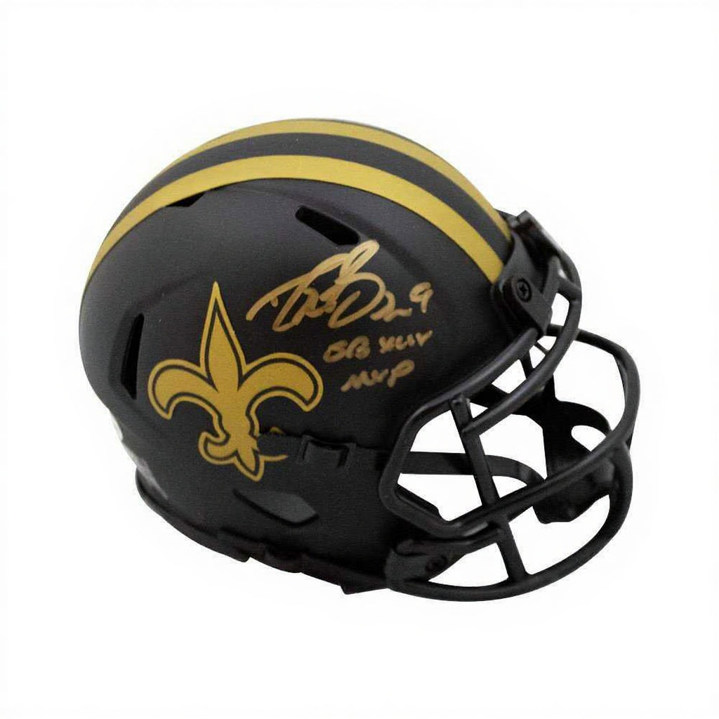 Drew Brees “SB XLIV MVP” Signed Saints Eclipse Mini Helmet – BAS COA