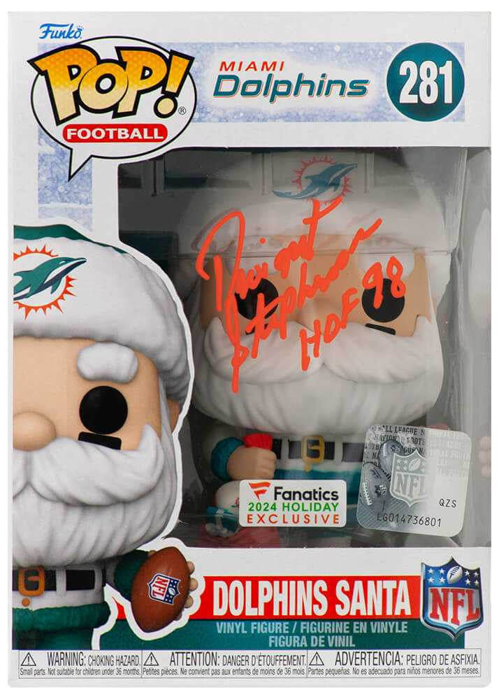 Dwight Stephenson Signed Miami Dolphins 'SANTA' Funko Pop Doll #281 w/HOF'98 - Schwartz Authenticated