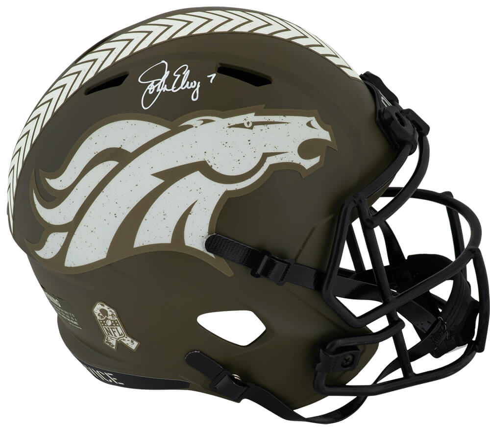 John Elway Signed Denver Broncos SALUTE Riddell Full Size Speed Replica Helmet